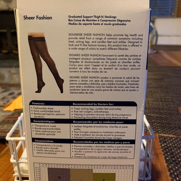 Sigvaris black compression support "thigh hi" pantyhose 15-20mmHg size A 120na99 - Picture 3 of 4